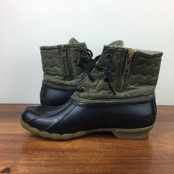 Sperry Women's Saltwater Duck Boots Green Quilted Size 7 Side Zip STS84369. - Picture 11 of 14